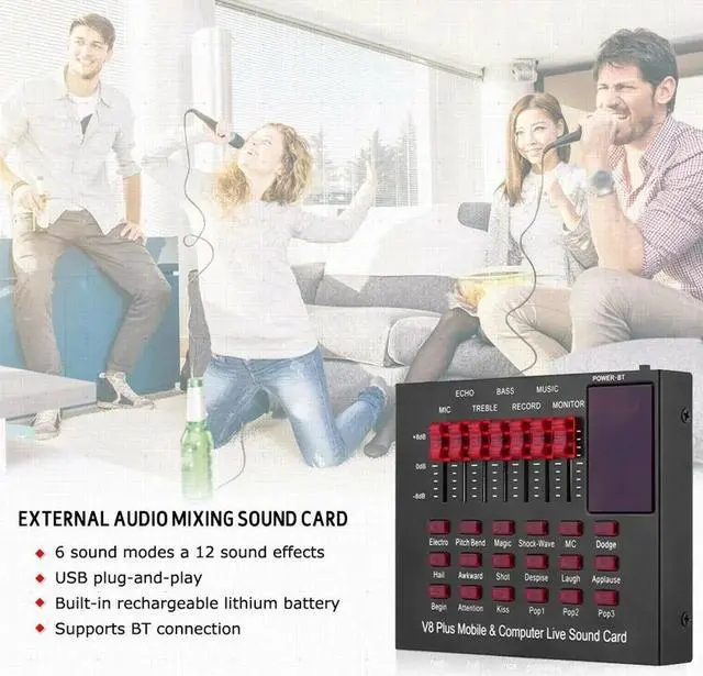 Alt view image 2 of 5 - Plug Recording Karaoke Mobile Phone Universal Home Audio Microphone Singing External Computer PC Live Sound Card Broadcast