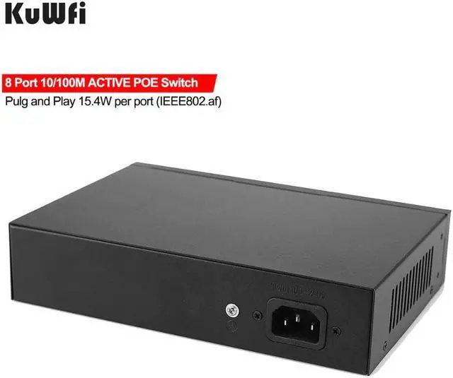 Alt view image 4 of 5 - 10 Port Switch,8POE and 2 Uplink , 802.3af/at, 120W Built-in Power, Vlan Up to 250m, Metal Plug & Play Network Switch