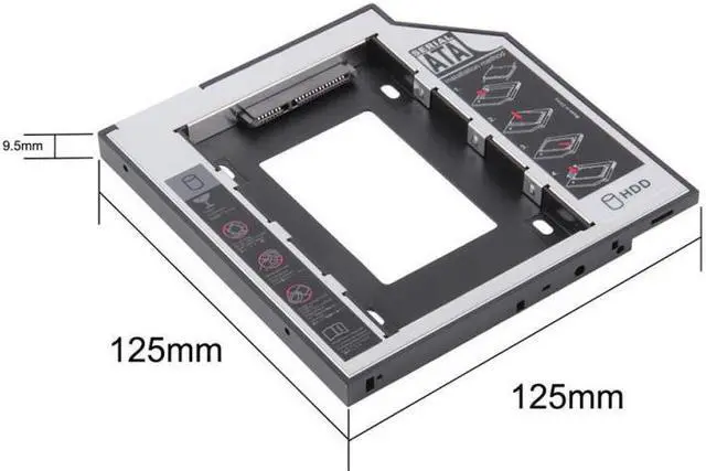 Alt view image 4 of 5 - Aluminum 2nd HDD Caddy 9.5 12.7mm SATA 3.0 Hard Disk Drive Box Optibay Enclosure 2.5 SSD For Laptop DVD-ROM