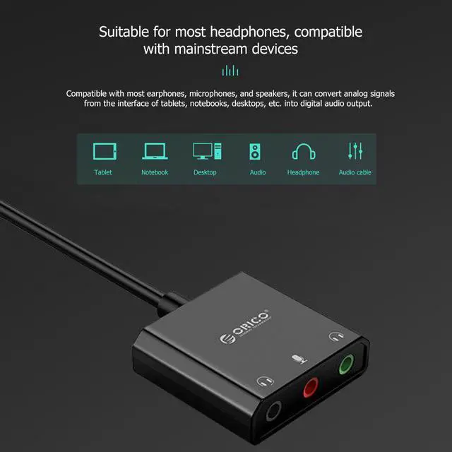 Alt view image 4 of 5 - USB 2.0 External Sound Card 3.5mm Microphone Audio Adapter 3 Ports Output Drive  Soundcard For Laptop PC PS4 Headset