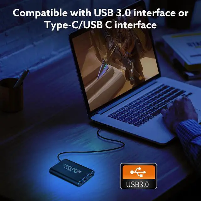 Alt view image 4 of 5 - USB 3.0 Game Capture Card 4K  Audio Video Capture Card Loop-Out 1080P 60FPS Live Stream Capture for PS4 Switch Xbox