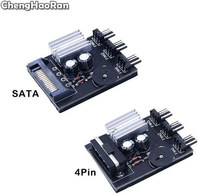 Main image of Computer PC Case CPU Cooler 3pin Cooling Fan Speed Temperature Controller Molex 4pin or SATA to 3 Way 3 Pin Fan Hub