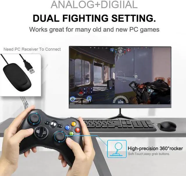 Alt view image 2 of 5 - 2.4GHz Wireless Controller For XBOX 360 Games Bluetooth Joystick For Microsoft Game Gamepad for XBOX360 Controle Computer