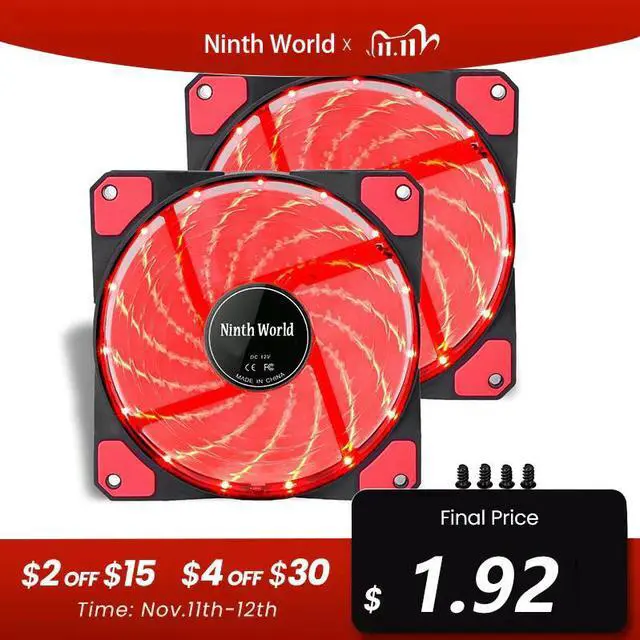 Main image of 120mm PC Computer 16dB Ultra Silent 15 LEDs Case Fan Heatsink Cooler Cooling w/ Anti-Vibration Rubber,12CM Fan,12VDC 3P IDE 4pin