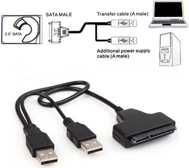 Main image of 7+15/22Pin To USB 2.0 Adapter Cable For 2.5 HDD Laptop Hard Disk Hard Disk Drive  Notebook Usb Adapter