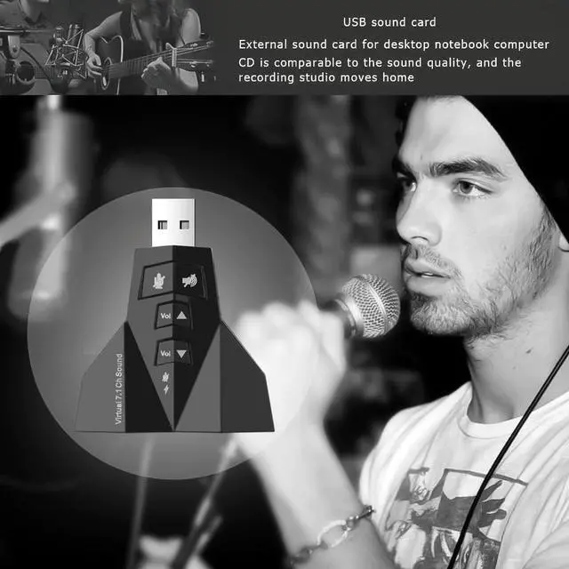 Alt view image 5 of 5 - High Quality 2 in 1 3D External Dual USB Audio Sound Card Digital Dual Virtual 7.1 USB 2.0 Audio Adapter Double Sound Card