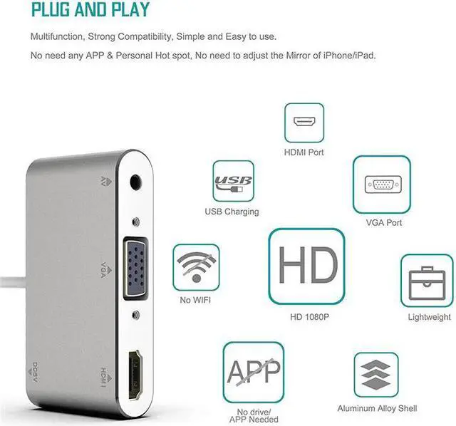 Main image of VGA Audio Adapter Converter For IPhone X XS 8 7S 6S Plus 1080P Plug and Play Digital AV Adapter For iPad Series