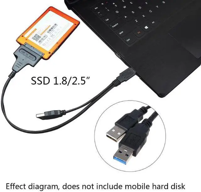 Alt view image 2 of 5 - 3.0 to SATA3 22Pin Data Power Cable Adapter Converter for HDD 2.5 Inch Hard Disk Disc Driver