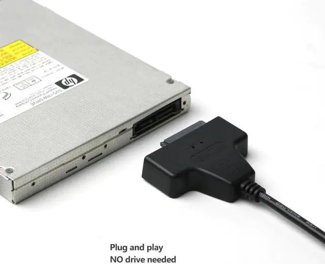 Alt view image 3 of 5 - Cabo USB 2.0 to Slim SATA USB Slimline Serial ATA 7+6 13pin Connector Adapter Cable for CD DVD Rom Optical Drive