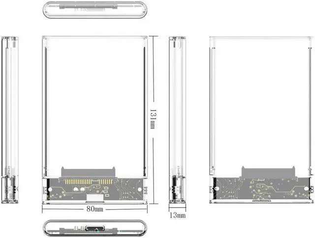 Alt view image 3 of 5 - 1PC Transparent HDD Enclosure Box SSD Hard Drive SATA to USB 2.0 Adapter External HDD Case 2.5 inch Support 4TB HD 5.0Gbps