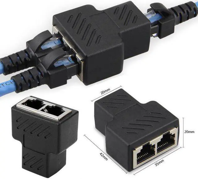Main image of 1 To 2 Ways LAN Ethernet Network Cable RJ45 Female Splitter Connector Adapter for Laptop Docking Stations Sata To Usb
