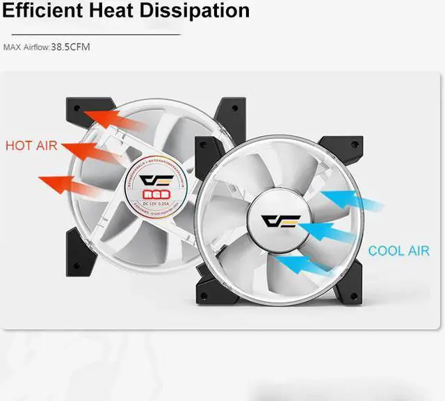 Alt view image 3 of 5 - New RGB Fan 120mm LED PC Computer Case Fans ARGB Quiet Remote 5v 3pin Aura Sync Computer CPU Cooler Cooling Adjust Case Fan