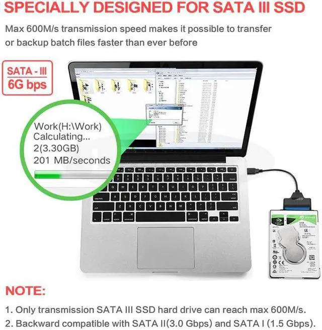 Alt view image 5 of 5 - USB Cable To USB 3.0 Adapter Suport 2.5 Inches External SSD HDD Hard Drive 22 Pin III Cable USB 3.0 Adapter