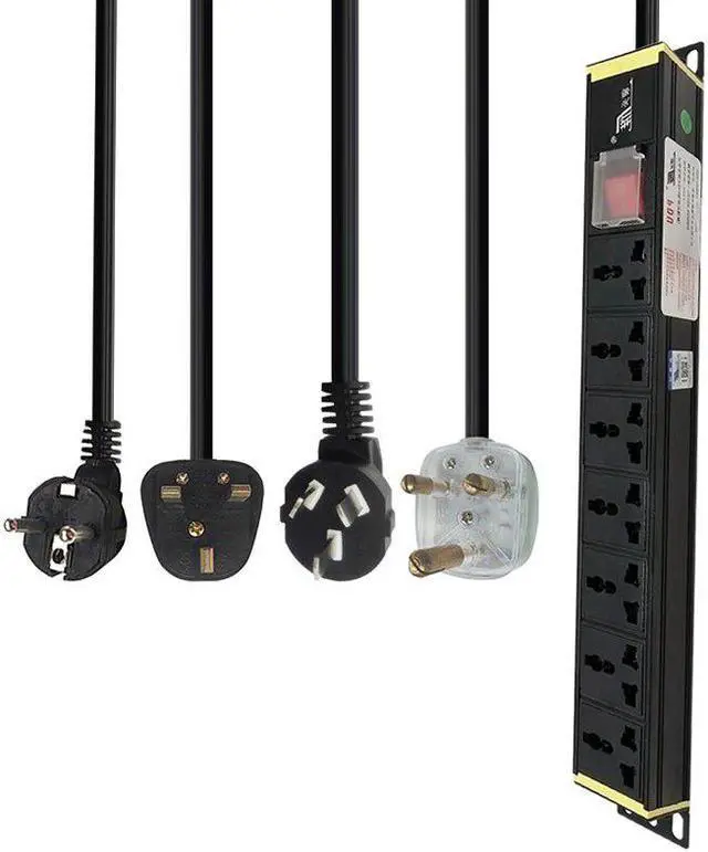 Alt view image 6 of 7 - 7AC Universal Outlets Socket Double Break Switch Network Cabinet Rack Power Strip 1.5/2.5 square AU/US/EU/UK PLUG