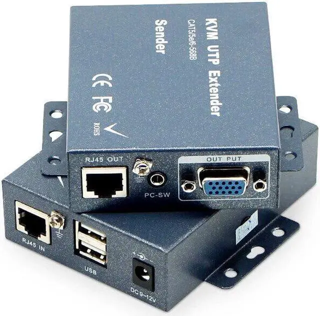 Alt view image 3 of 5 - 660ft VGA USB Stereo Audio KVM Extender Over RJ45 Cat5 Cat 5e Cat6 Cable 1080P No Delay No Loss VGA Keyboard Mouse Transmitter