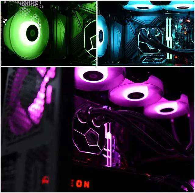 Alt view image 2 of 5 - DF-12025-RGB PWM Fan 120mm Addressable RGB Cooling Fan for PC Case Water Cooling System Waterblock