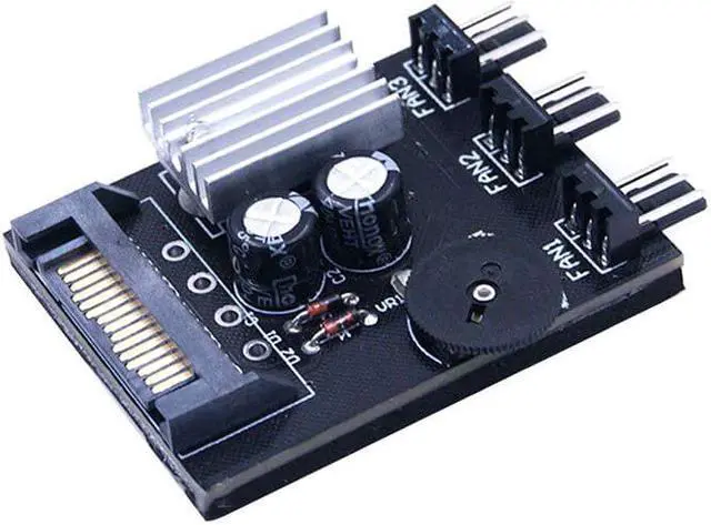 Alt view image 5 of 5 - Computer PC Case CPU Cooler 3pin Cooling Fan Speed Temperature Controller Molex 4pin or SATA to 3 Way 3 Pin Fan Hub