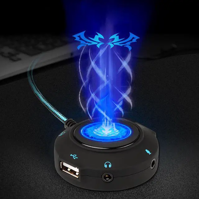 Alt view image 4 of 5 - Noise Cancelling PC USB External Audio Laptop Multi Interface Cable Sound Card Illuminated Stereo