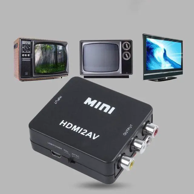 Alt view image 3 of 5 - to av  3rca MINI  to 3RCA CVBS Composite Video AV Converter Adapter TV PS3-S VHS VCR DVD Black  to av