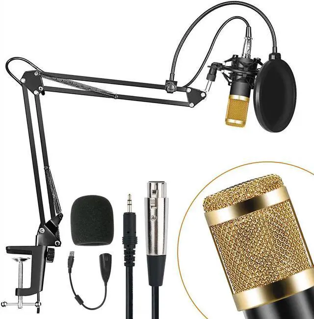 Main image of Metal USB Condenser Microphone Recording Microphone Karaoke Microphone for PC Laptop Studio Recording Mic With Sound Card