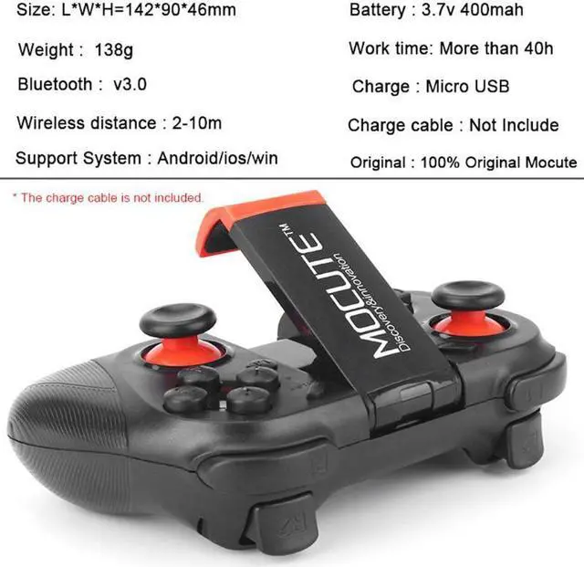 Alt view image 5 of 5 - 050/054/053 Bluetooth VR Gamepad Android Joystick Controller Selfie Shutter for PC Smart Phone+ Holder
