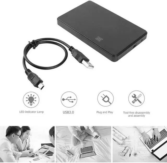 Alt view image 4 of 5 - to USB2.0/3.0 2.5 inch Hard Disk Case External Hard Disk Box with USB Cable HDD Enclosure support 20% UASP acceleration