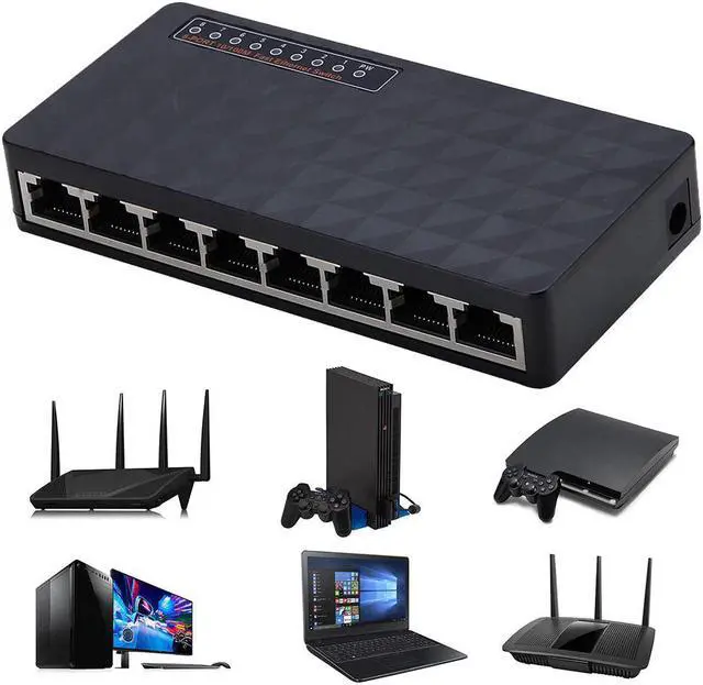 Alt view image 4 of 5 - Switch Hub Fast 10/100 Mbps Mini 8 Port LED Indicators Ethernet Exquisite Adapter