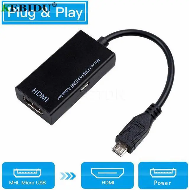 Alt view image 2 of 5 - Micro USB To HDMI Adapter Cable Male to Female 1080P HD for MHL Device HDTV Adapters For  Galaxy