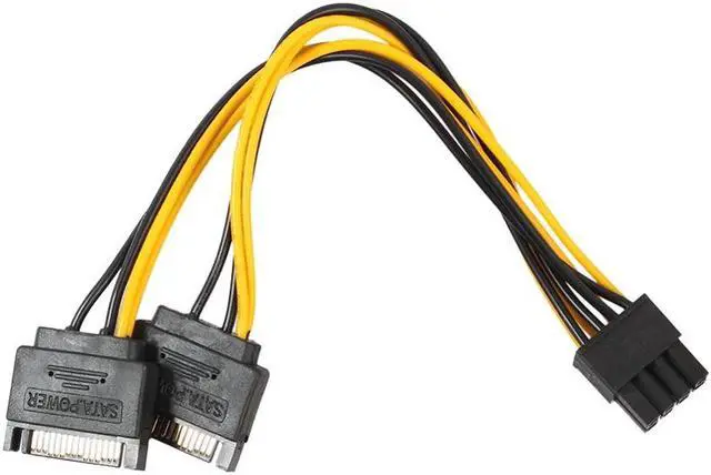 Main image of Dual 15 Pin SATA Male to PCIe 8Pin(6+2) Male Power supply Adapter Cable High Quality 18AWG wire for Graphics Video Card