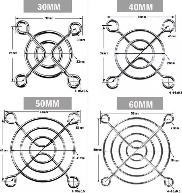 Alt view image 2 of 5 - 5 Pcs Cooling Case Fan Computer Fan Grill Metal Wire Finger Guard 30/40/50/60/70/80/90/120/135/140/150/170/200mm Metal fan Grill