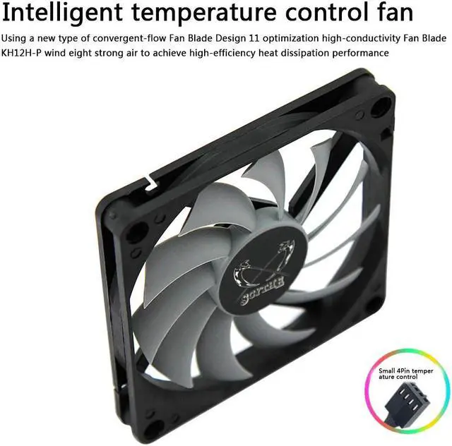 Main image of 8cm Computer PC Case Thin Fan 4 Pin 3000RPM Speed Temperature ?Control PWM Heatsink Computer Case Fan