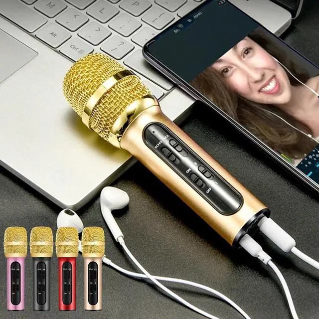 Alt view image 2 of 5 - Live Broadcast Condenser Sound Card Microphone Aluminum Alloy Process Mobile Phone Live Singing Microphone