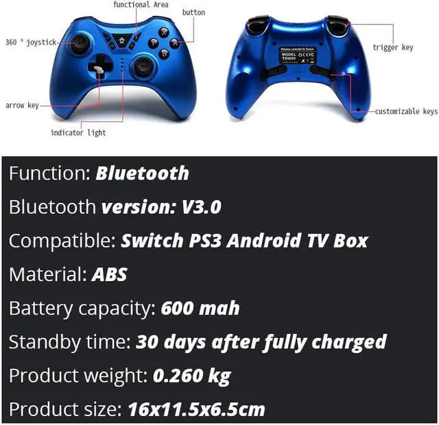 Alt view image 5 of 5 - Game Controller For Nintendo Switch Bluetooth Wireless Joystick For Nintend Switch Dual vibration Gamepad For PC/PS3