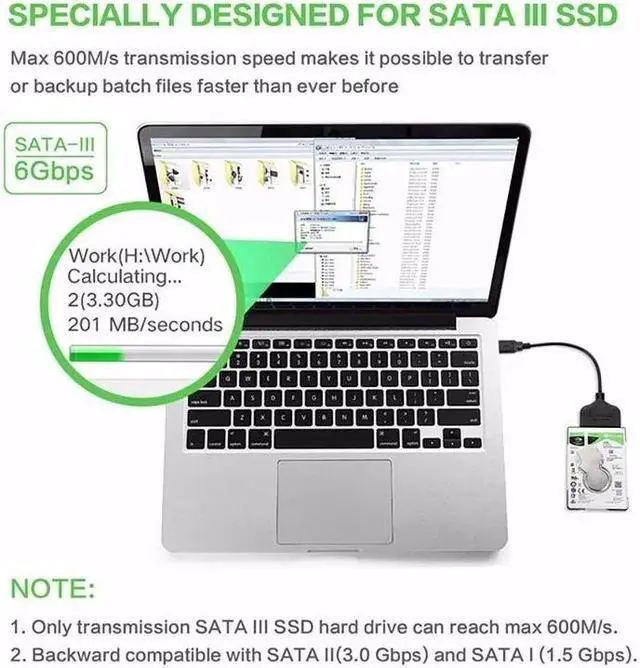 Alt view image 2 of 5 - 2.5 Inch Externe HDD SSD Harde Schijf 22 Pin Sata III Kabel USB 3.0 SATA 3 Kabel Sata Naar USB 3.0 Adapter Tot 6 Gbps
