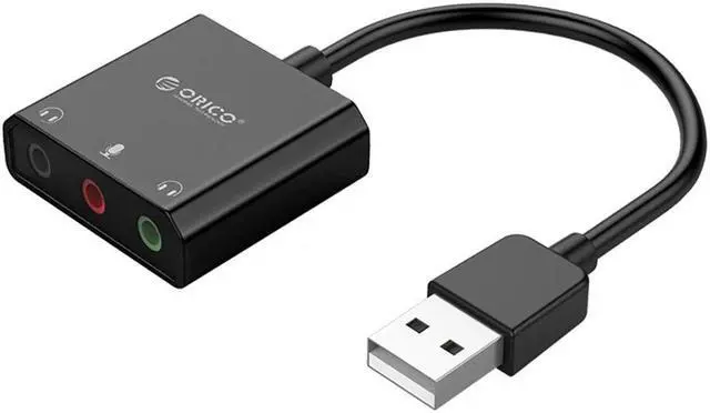 Main image of USB 2.0 External Sound Card 3.5mm Microphone Audio Adapter 3 Ports Output Drive  Soundcard For Laptop PC PS4 Headset