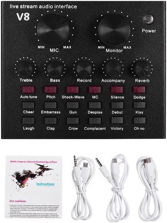 Main image of Sound Card Audio Set Interface External USB Live Microphone Sound Card  Function for PC Mobile Phone Sing