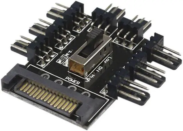 Main image of Way Splitter Cooler Cooling Fan Hub PC Computer SATA 1 to 8 3pin 12V Power Socket PCB Adapter XXM8