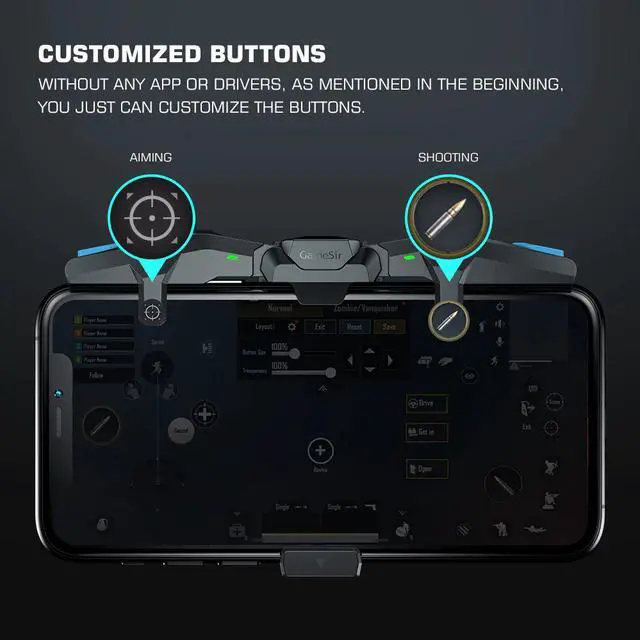 Alt view image 4 of 5 - F4 Falcon Mobile Game Controller PUBG Gamepad Joystick Trigger for iPhone iOS Android Call of Duty