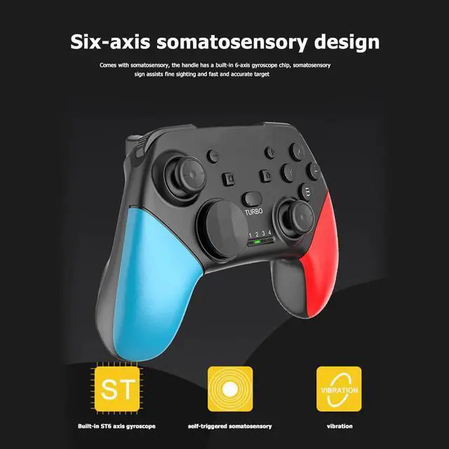Alt view image 3 of 5 - Bluetooth Joystick for Switch Pro Game Joystick Controller for Switch Console with 6-Axis Handle Game USB Joystick
