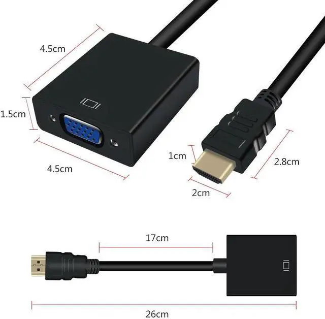 Alt view image 2 of 5 - to VGA Cable Converter Adapter Male To Famale Converter 1080P Digital to Analog Video Audio For PC Laptop Tablet