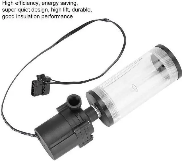 Alt view image 5 of 5 - Water Cooling Cylinder Pump 600L/H Flow 5 meters Lift + 110mm Water Cooling Tank for PC Water Cooling System