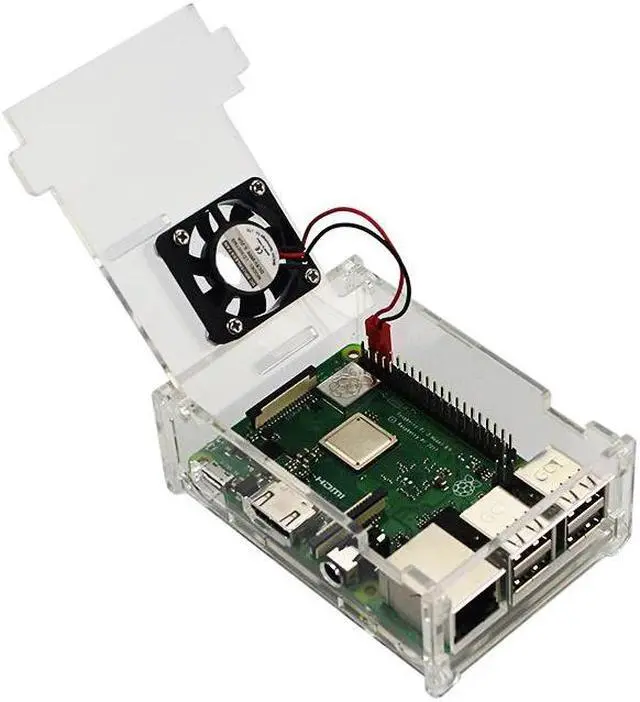 Alt view image 4 of 5 - Case for Raspberry Pi 3 Model B+/Raspberry Pi 3 Transparent Box Cover Shell with Cooling Fan for Raspberry Pi