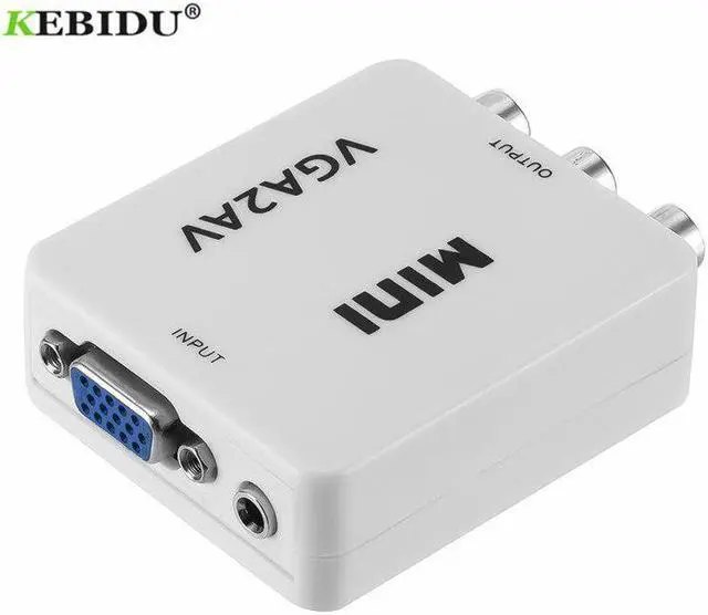 Alt view image 5 of 5 - HD VGA2AV/CVBS Adapter VGA to AV RCA Audio Converter 3.5mm  for PC to TV HD Computer to TV VGA to AV Converter