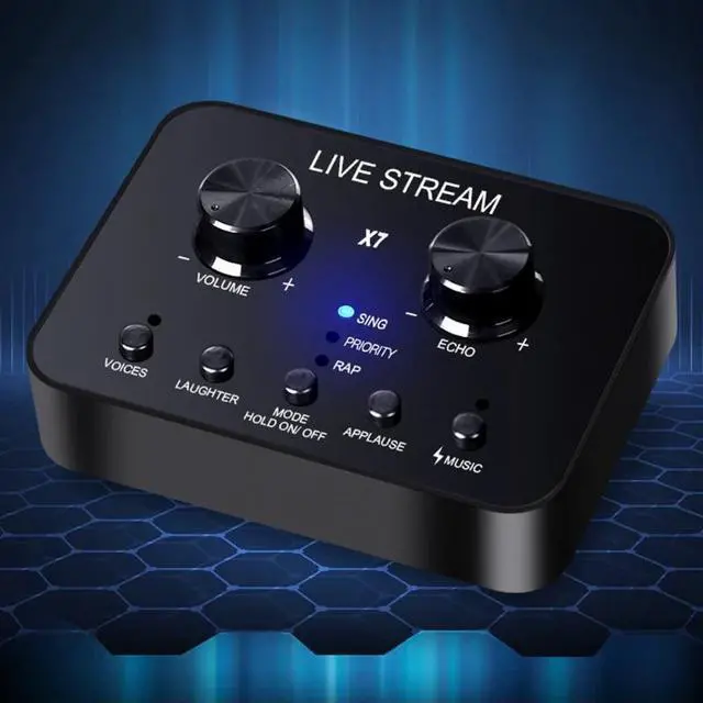 Alt view image 5 of 5 - Sound Card Headset Microphone Smartphone Webcast Personal Entertainment Live Broadcast Voice Changer for Mobile Phone C