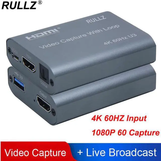 Main image of 4K 60HZ USB 3.0 Loop Out Audio Video Capture Card 1080P 60fps HDMI Video Grabber Box for PS4 Game Camera Record Live Streaming