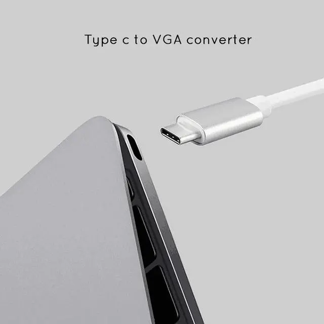 Alt view image 4 of 5 - to VGA Adapter USB 3.1 Type C Male to Female VGA Converter Cable 1080P FHD for Macbook 12 inch Chromebook Pixel Lumia 950XL
