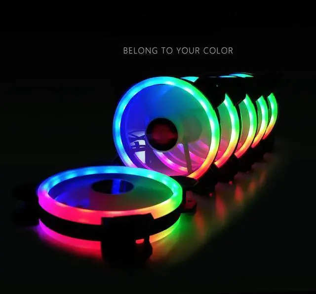 Alt view image 3 of 5 - 120mm PC Computer Case Fan Cooling Cooler 6PIN Adjustable RGB Led 12V Mute Ventilador PWM RGB Case Fans Adjust Speed Aura Sync
