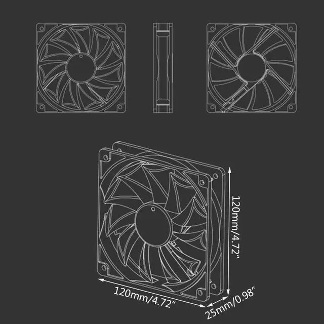 Alt view image 2 of 5 - 4 Pin 120MM 1800RPM PWM PC Case Fan Speed Adjustable High Airflow CPU Radiator Long Life Ultra Quiet Computer Cooling Fan Black