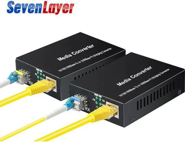 Alt view image 3 of 5 - Media Converter SFP Transceiver Module 20KM 1000Mbps Fast Ethernet RJ45 to Fiber Optic switch 2 port LC Mode  2PCS