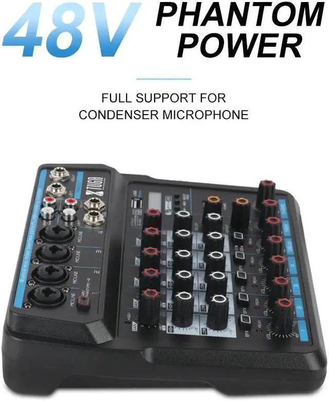 Alt view image 2 of 5 - AM4/AM6 Protable Audio Mixer with Sound Card,Bluetooth,USB, 48V Phantom Power for PC/Recording/ Live Show/ Party